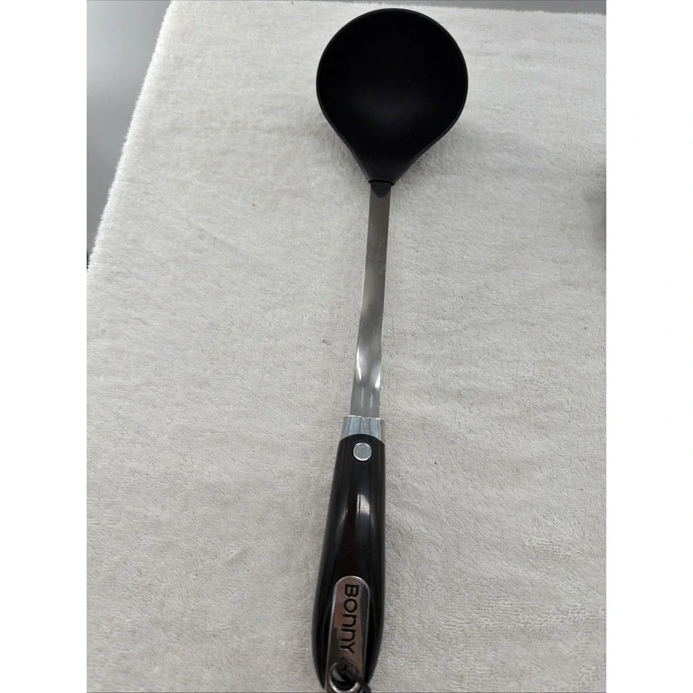 3 Piece Bonny Ergonomic Nylon Metal Plastic Black Serving Spoons Utensils